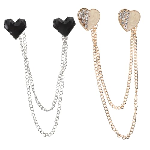 Gatuida 2 Stück Damen Brosche mit Troddel Herzform Anstecknadel mit Troddelkette Schmuck für Schal Anzug Strickjacke Pullover von Gatuida
