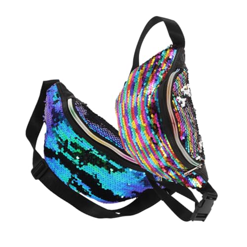 Gatuida 2 Stück Damen Glitzer Hüfttaschen mit Meerjungfrau Pailletten Verstellbare Bauchtaschen für Sport und Alltag Robuste Schultergurte Modische Umhängetaschen in Regenbogen Grün und von Gatuida