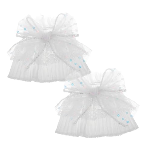 Gatuida 2 Stück Damen Spitzen handgelenkmanschetten Weiß mit Pailletten bowknot Abnehmbare Spitzen stulpen für Brautkleid Hochzeit Party Modische Damen Kostüm accessoires von Gatuida