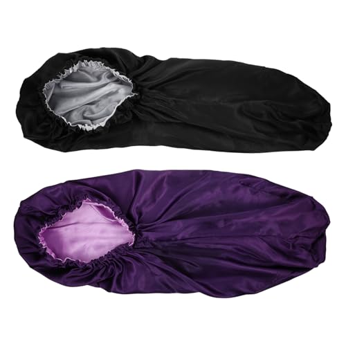 Gatuida 2 Stück Doppellagige Satin Schlafhaube mit Elastischem Komfortable Haarkappe zum Schutz der Frisur Beim Schlafen Weiche Schlafmütze für Damen Zuhause Salon Reise Pflege und von Gatuida