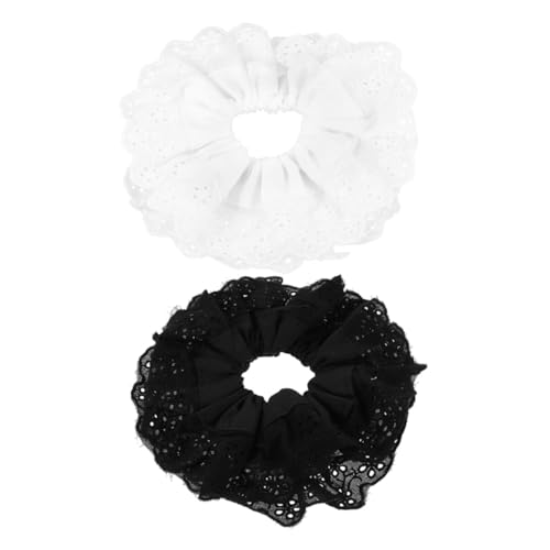 Gatuida 2 Stück Doppellagige Spitzen Haargummis Große Elastische Haarknotenhalter für Dickes Haar Vintage Haarschleifen für Mädchen und Frauen Vielseitig für Alltag und Party Geeignet von Gatuida