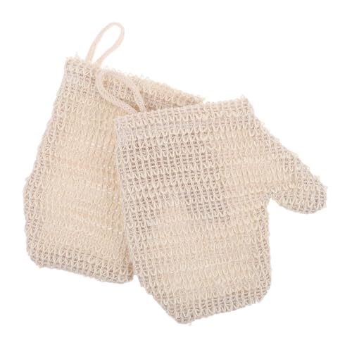 Gatuida 2 Stück Doppelseitige Peeling handschuhe aus Baumwoll leinen mischung Wiederverwendbare Weiche Waschhandschuhe für Gründliche Körperreinigung und Sanftes Peeling bei Damen und von Gatuida