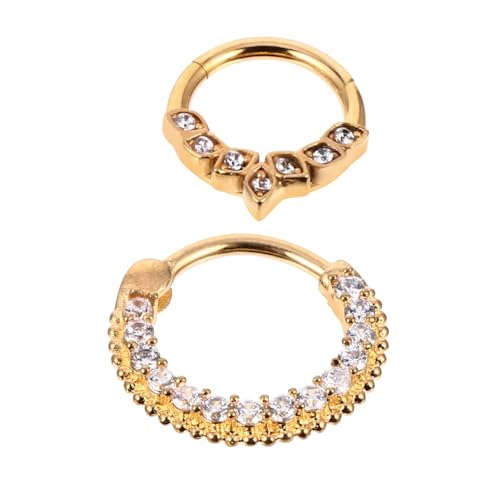 Gatuida 2 Stück Edelstahl Nasenringe mit Funkelnden Zirkonia Nasenstecker Damen Herren Piercing Schmuck Modisch Elegant Hautfreundlich Langlebig für Alltag und Party von Gatuida