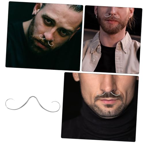 Gatuida 2 Stück Edelstahl Septum Nasenring Mustache Design Symmetrische Nasenkorrektur Sicherer Halt Vielseitig für Party Hochzeit Langlebiger Schmuck für Damen und Herren von Gatuida