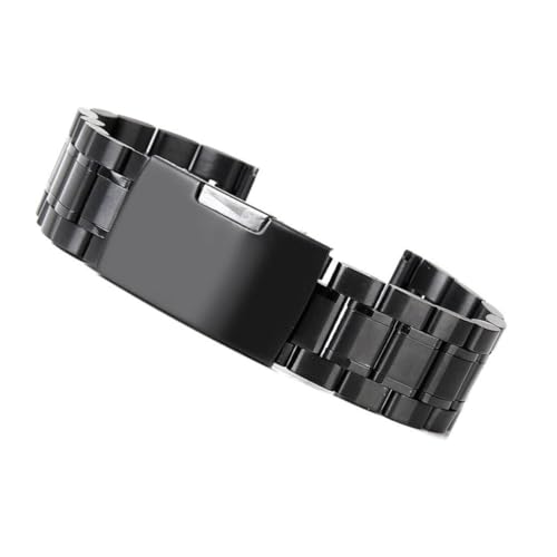 Gatuida 2 Stück Edelstahl Uhrenarmband Schwarz Gliederarmband mit Geradem Ende Inklusive Federstegen Stärke Langlebiges Ersatzarmband für Herren und Damen von Gatuida