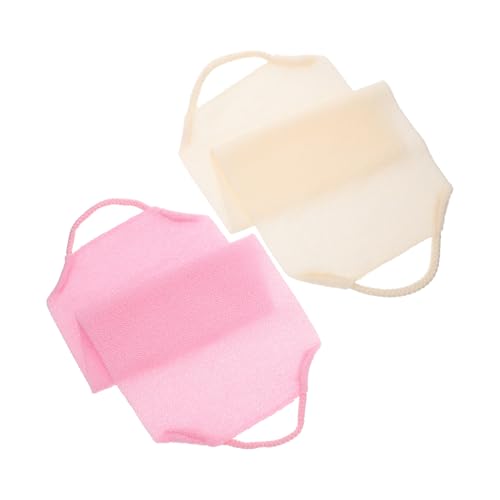 Gatuida 2 Stück Elastischer Waschbarer Rückenpeeling bade rückenreiniger mit Griffen Langes Weiches Polyester badetuch für Dusche und Bad Beige für Effektive Körperpflege von Gatuida