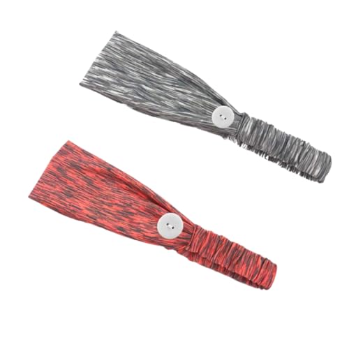 Gatuida 2 Stück Elastisches Fitness Haarband Damen mit Knopf Schweißabsorbierend Rutschfest für Yoga Sport Atmungsaktiv Weich Haltbar Haarhalter für Alltag und Training Zufällige Farbe von Gatuida