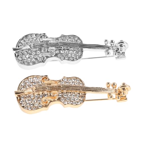 Gatuida 2 Stück Elegante Violin Broschen Damen Anstecknadeln Modische Kleidung Schmuck Pins für Schal Vielseitige Lapel Pins mit Feiner Verarbeitung Geeignet für Anzug und Mantel von Gatuida