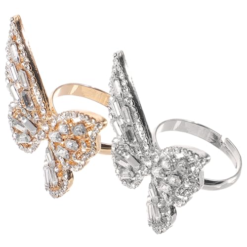 Gatuida 2 Stück Eleganter Schmetterlings Ringe mit Funkelnden Strasssteinen Legierungsringe in Silber und Gold Zeitloses Design für Damen Vielseitig Kombinierbar für Party und Alltag von Gatuida