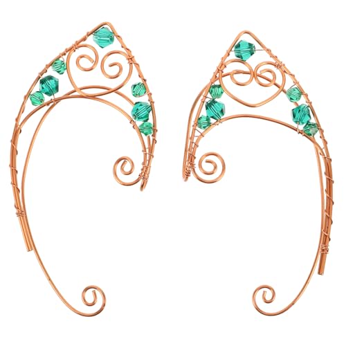 Gatuida 2 Stück Elfen-Ohrmanschetten – Feen-Ohrmanschetten-Ohrringe – Nicht durchdringender Flügel-Clip-On-Schmuck für Partys, Cosplay und Brautveranstaltungen, Grün von Gatuida