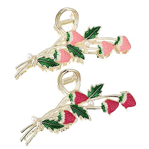Gatuida 2 Stück Erdbeer Haarspangen mit Metall Klammer Rutschfeste Große Haarklammern für Damen und Mädchen Dekorative Sommerliche Haarschmuck Accessoires von Gatuida