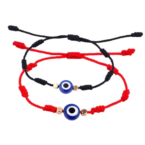 Gatuida 2 Stück Evil Eye Armband Handgefertigte Geflochtene Schwarze und Rote Fäden Verstellbares Unisex Armband für Männer und Frauen Minimalistisches Design Glücksbringer für Alltag und von Gatuida