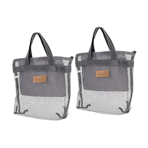 Gatuida 2 Stück Faltbare Strandtasche Praktische Netz Reise Kosmetiktaschen für Damen für Reisen und Strandaktivitäten Graue Organizer für Toilettenartikel und von Gatuida