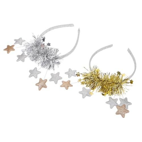 Gatuida 2 Stück Festliche Stern Stirnbänder Year Theme Headbands für Party Weihnachten Silbern Gold Glitzer Kopfschmuck Komfortabel Robust für Feierlichkeiten von Gatuida