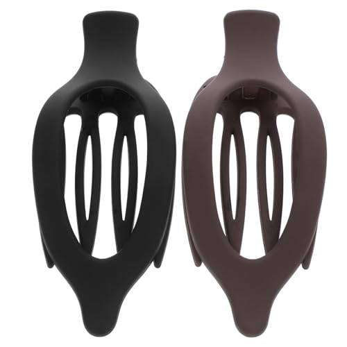 Gatuida 2 Stück Französische Haarklammern für Dickes Haar Flache Vintage Haarklammern Damen Schwarz und Tiefes Kaffee Robuste Kunststoffspangen für Alltag von Gatuida