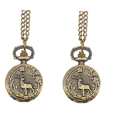 Gatuida 2 Stück Literarische Taschenuhr Mit Geschnitzter Kette Herrenuhr Elch-Design Für Bankett Hochzeitsfeier von Gatuida