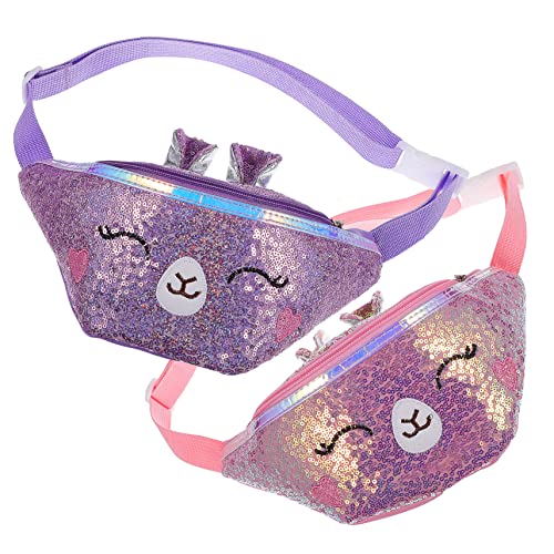 Gatuida 2 Stück Glitzernde Bauchtaschen für Mädchen Verstellbare Hüfttaschen Pailletten Multifunktionale Gürteltaschen für Kinder für Reisen und Freizeit von Gatuida