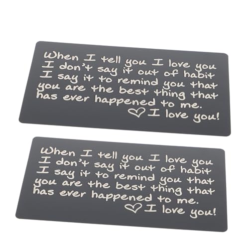 Gatuida 2 Stück Gravierte Aluminium Wallet Karten Dekorative Geldbörsen Einlagen mit Liebe Dünn Robust Rostfrei für Valentinstag Hochzeit Partner Ehemann von Gatuida