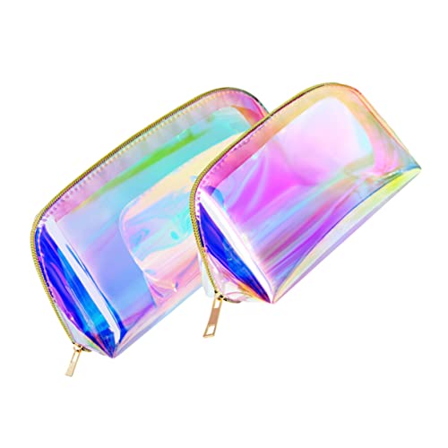 Gatuida 2 Stück Große Transparente TPU Kosmetiktasche Wasserabweisend Halbrund Langlebig Tragbar für Reisen Make Up und Alltagsaufbewahrung Damen von Gatuida