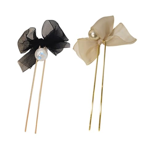 Gatuida 2 Stück Haarklammern mit U förmigen Schleifen und Spitzen Design Dekorative Haarschleifen Clips für Damen Chinesischer Stil Langlebige Praktische Haarspangen für Alltag und Party von Gatuida
