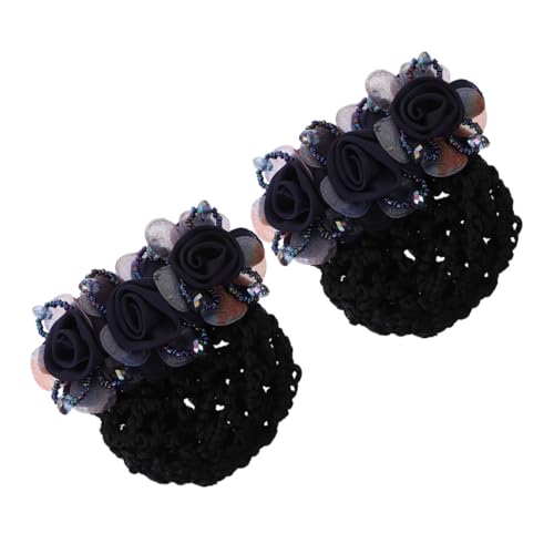 Gatuida 2 Stück Haarnetz Haarklammer mit Blumen Stoff Leichtes Dutt Haarnetz für Damen Elegante Haarschmuck Clips für Büro und Alltag Dezenter Blauer Netz Dutt Halter von Gatuida
