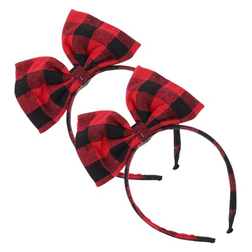 Gatuida 2 Stück Haarreif mit Kariertem Stoff Bowknot Weich Gestrickt Niedlicher Haarschmuck für Mädchen Bequemes Stirnband für Alltag und Party von Gatuida
