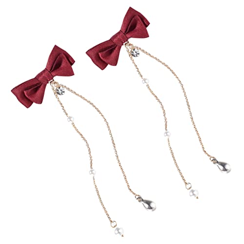 Gatuida 2 Stück Haarspangen für Mädchen Teiliges Rot Schleifen Haaraccessoire mit Quasten Süßes und Leichtes Haarschmuck für Alltag für Besondere Anlässe und Täglichen Gebrauch von Gatuida