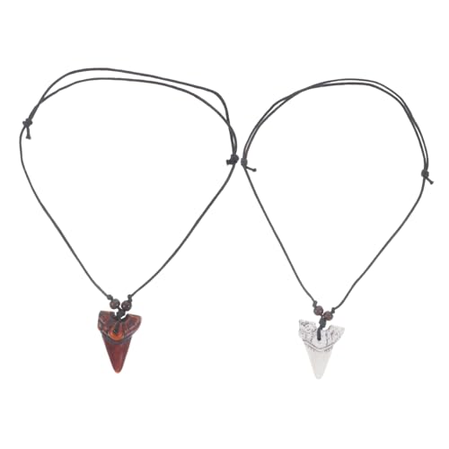 Gatuida 2stücke Haifischzahn Halskette Für Herren Verstellbare Strandkette Mit Zahn Anhänger Stylische Halskette Für Jungen Zum Surfen Tragen von Gatuida