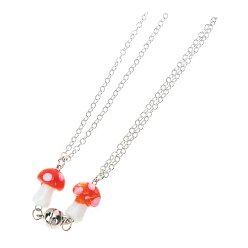Gatuida 2 Stück Halsketten mit Magnetischem Pilzanhänger Long Sweater Pendant Ketten für Damen Stilvolle Matching Schmuckgeschenke für Rot von Gatuida