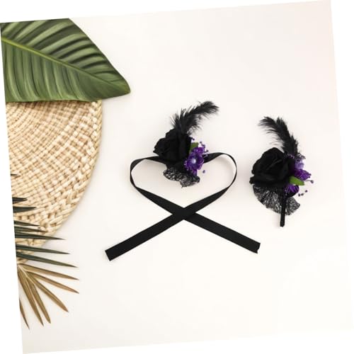 Gatuida 2stücke Handgelenk-corsage Künstlichen Blumen Schwarzer Halloween-blumenarmband Für Brautjungfern Hochzeitsdeko Und Alltag Leicht Und Angenehm Zu Tragen von Gatuida