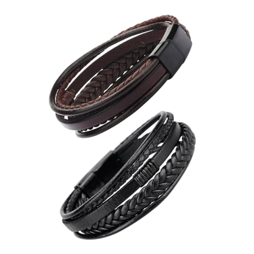 Gatuida 2 Stück Herren Armband Ethno Stil Geflochtenes PU Lederarmband Modisches Handgelenk Schmuck Schwarz Braun Robust Langlebig Für Alltag Geschenk Gatuida 2 Stück Herren Armband Ethno Stil Geflochtenes PU Lederarmband Modisches Handgelenk Schmuck Schwarz Braun Robust Langlebig Für Alltag Geschenk von Gatuida