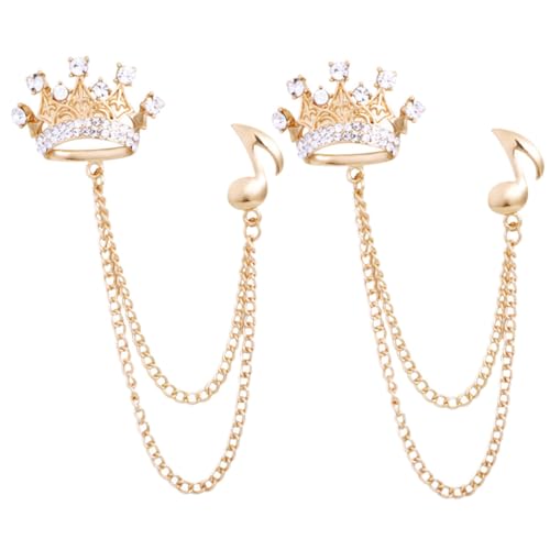 Gatuida 2 Stück Herren Broschen Krone mit Musiknote Goldfarbene Legierungs broschen Modische Anstecker für Kragenkette Vielseitige Schmuck accessoires für Anzug und Mantel von Gatuida
