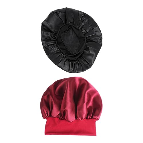 Gatuida 2 Stück Hochwertige Pack Damen Elastische Pflegehaube für Haare Chemo und Badekappe Komfortabel und Praktisch in Schwarz und Weinrot von Gatuida