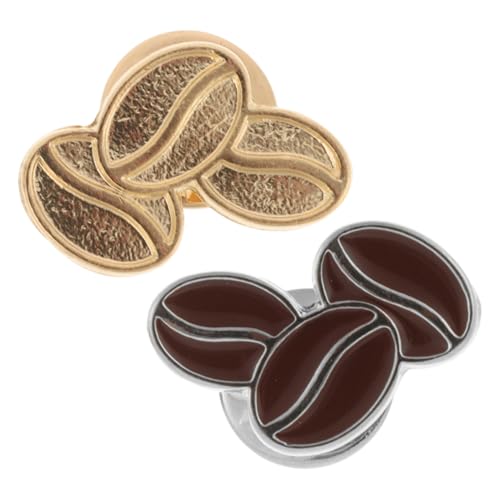 Gatuida 2 Stück Kaffeebohnen Broschen Metall Anstecknadeln Cartoon Design Dekorative Anstecker für Pullover Mäntel Schals Stabile Befestigung Damen Schmuck Accessoires von Gatuida