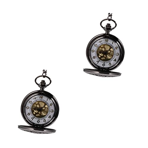 Gatuida 2 Stück Vintage-taschenuhr Für Herren Und Damen Mechanische Taschenuhr Mit Kette Batterie Römische Ziffern Elegantes Gehäuse Geburtstag Hochzeit von Gatuida