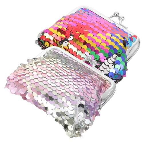 Gatuida 2 Stück Kleine Glitzer Portemonnaies mit Kiss Lock Verschluss Kompakte Mini Geldbörse für Münzen Leichte Damenbörse mit Doppelseitigen Pailletten Modisch und Handlich für Frauen von Gatuida