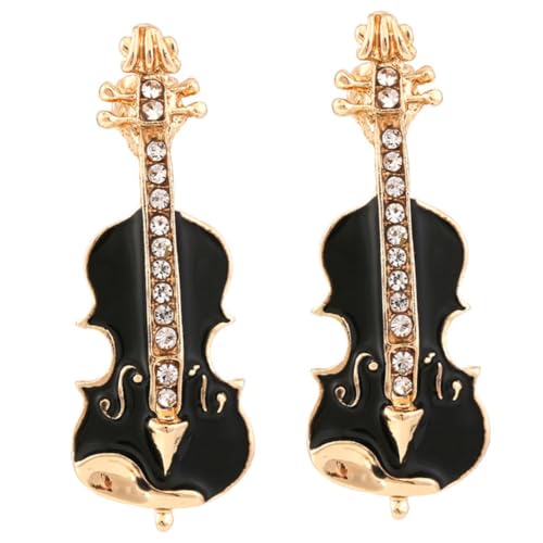 Gatuida 2 Stück Kleine Schwarze Emaille Broschen Violine Form Kreative Anstecknadeln für Damen Kleidung Schal Hüte Schmuck Geschenkideen von Gatuida