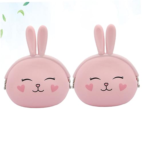 Gatuida 2stücke Pfannkuchen Geldbörse Aus Hochwertigem Silikonmaterial Mit Hasen-Design Münztasche Kleiner Geldbeutel Schlüsseltasche Rosa Für Damen Und Mädchen Leicht Tragbar Für Tägliche von Gatuida