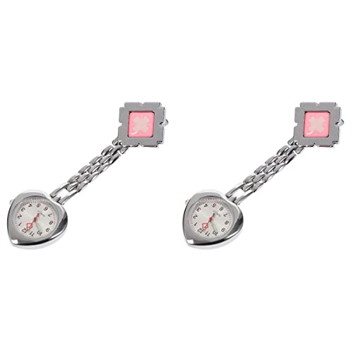 Gatuida 2 Stück Krankenpflege Sanitäter Modische Vintage Tunika Langlebiger Clip- On Medizinischer Clip- Hängende Schlüsselanhänger Krankenschwestern Uhren Rosa Zeiger auf Tragbarer Uhr mit von Gatuida