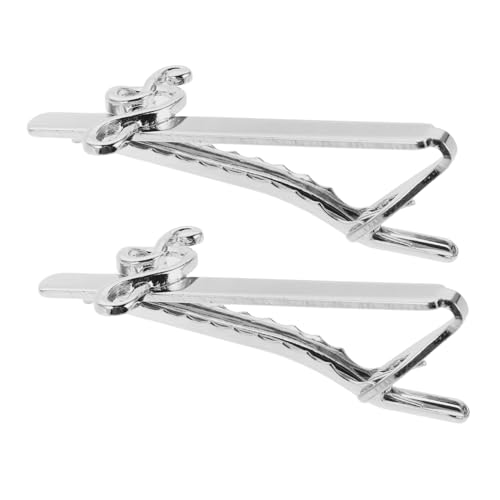 Gatuida 2 Stück Krawattenklammern für Herren Metall Elegantes Design mit Musiknotenmotiv Langlebig und Tragbar Accessoire für Anzug und Hemd von Gatuida