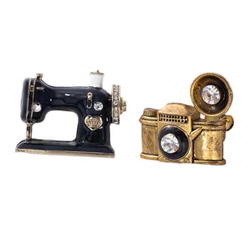 Gatuida 2 Stück Kreative Emaille Anstecknadeln Kamera und Goldene Schallplatte Broschen Modische Schmuckbroschen für Damen und Mädchen zur Kleidung Tasche und Hut Dekoration von Gatuida