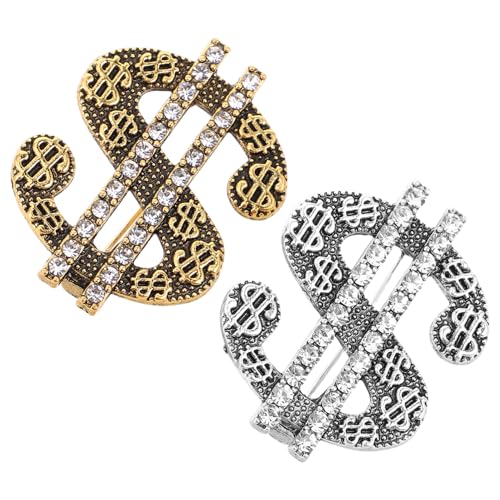 Gatuida 2 Stück Kreative Rhinestone Geld Anstecker für Herren Hip Hop Schmuck für Anzüge Shirts Hüte und Partys Einzigartiges Design von Gatuida