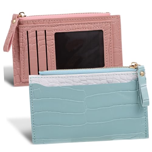 Gatuida 2 Stück Krokodilprägung Geldbörse Damen PU Münzfach Kartenfächer Kompakte Dekorative Damen Geldbörse mit Reißverschluss und Vielseitiger Aufteilung von Gatuida