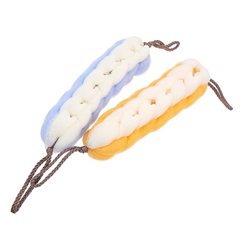 Gatuida 2 Stück Lange Badehandtücher Hautfreundliche Schäumende Rückenschrubber für Sanftes Duscherlebnis für Körperpflege und Gelb Blau von Gatuida