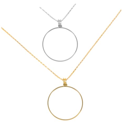 Gatuida 2 Stück Leselupe mit Metallfassung und Kette Leichte Hängelupe für Senioren und Outdoor Langlebige Vergrößerungslupe als Schmuckanhänger in Gold und Silber von Gatuida