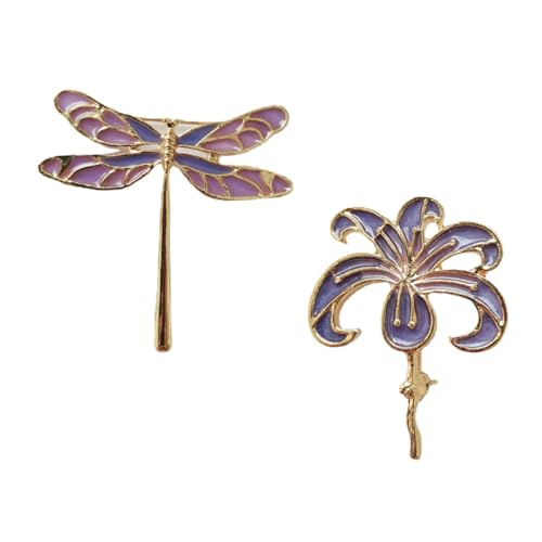 Gatuida 2 Stück Libellen Blumen Broschen aus Hochwertiger Legierung Langlebig und Kratzfest mit Praktischem Clip für Kleidung Jacken Rucksäcke für Hochzeiten Partys Alltag von Gatuida