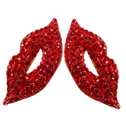 Gatuida 2 Stück Lippen Brosche mit Roten Strasssteinen Teiliges Modische Anstecknadeln für Damen als Accessoire für Party Hochzeit und Festliche Kleidung von Gatuida