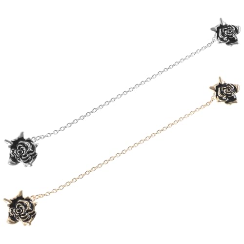 Gatuida 2 Stück Modische Rosenbroschen Clips für Cardigan und Pullover Silber und Goldfarbene Kleid Cinch Clips Vielseitige Anstecknadeln für Damen und Herren Stilvolle Sweater Verschluss von Gatuida