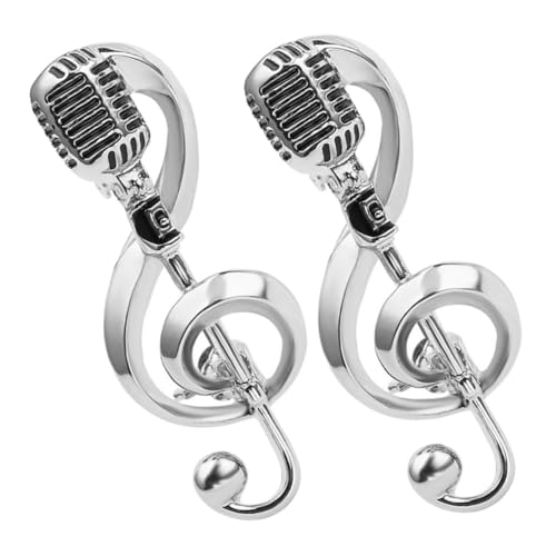 Gatuida 2 Stück Musik Broschen Set Teilig Mikrofon und Musiknote Anstecknadeln Vintage Stil Broschen für Abendkleider und Kleidung Kreative Musikalische Schmuckaccessoires von Gatuida