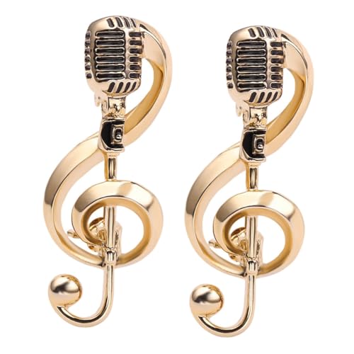 Gatuida 2 Stück Musik Themen Broschen Set Teilig Mikrofon und Musiknote Robustem Legierungs Material für Damen und Herren Vielseitige Langlebige Anstecknadeln Modisches Accessoire von Gatuida